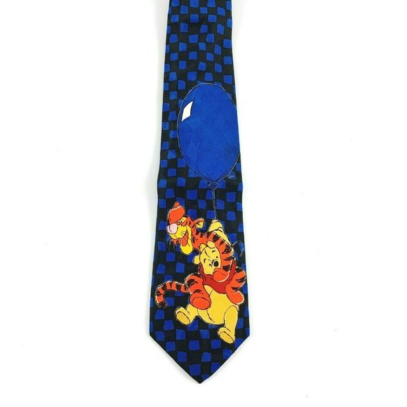 Pooh Men's Novelty Necktie: Winnie The Pooh & Tigger w/ Balloon. Blue. Poly. VGC - Picture 2 of 5
